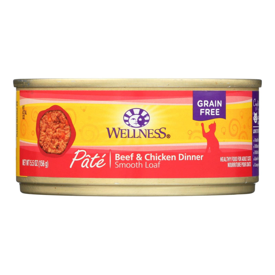 Wellness Pet Products Cat Food - Beef And Chicken - Case Of 24 - 5.5 Oz. - Maras Green